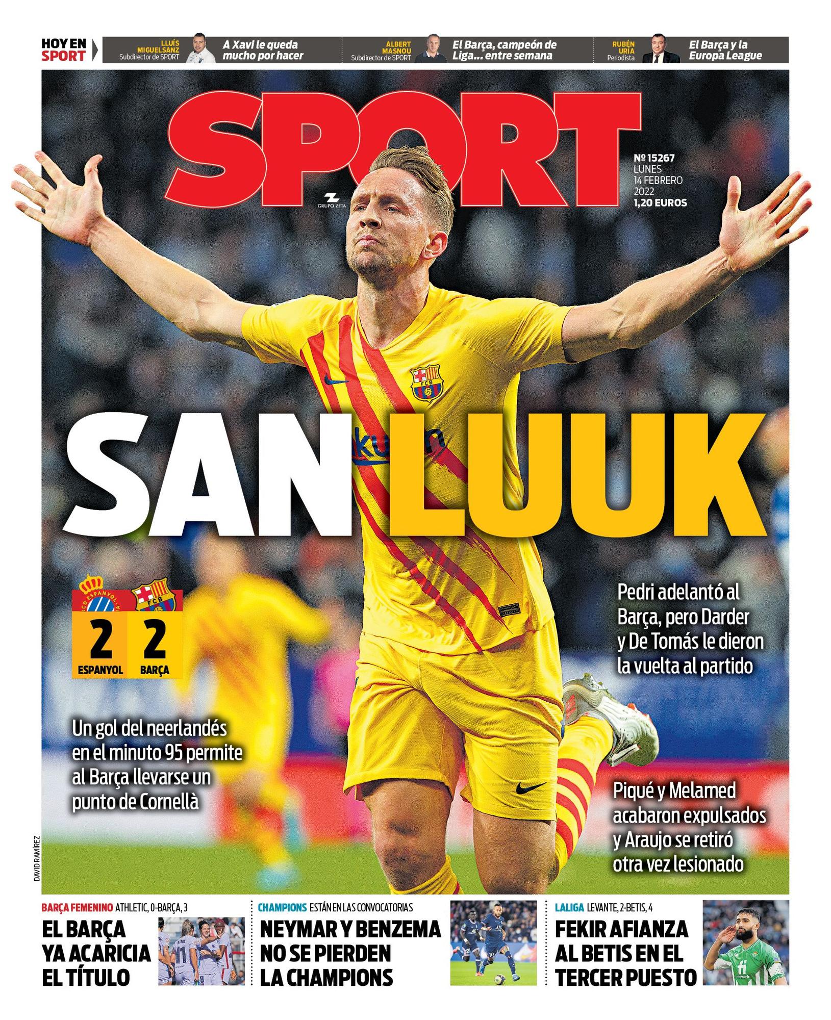 Esta Es La Portada De Sport Hoy Lunes De Febrero De