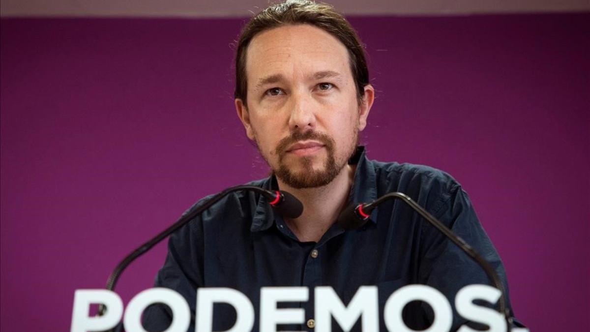 Pablo Iglesias, en rueda de prensa tras las elecciones del 26-M