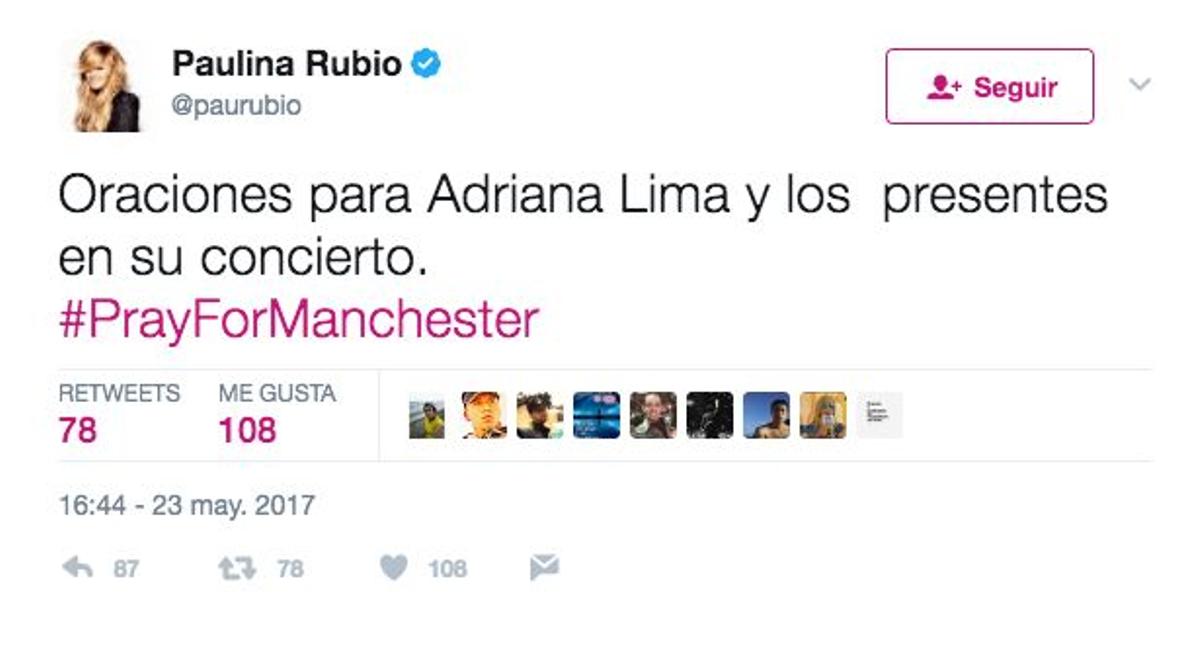 Paulina Rubio Twitter Adriana Lima