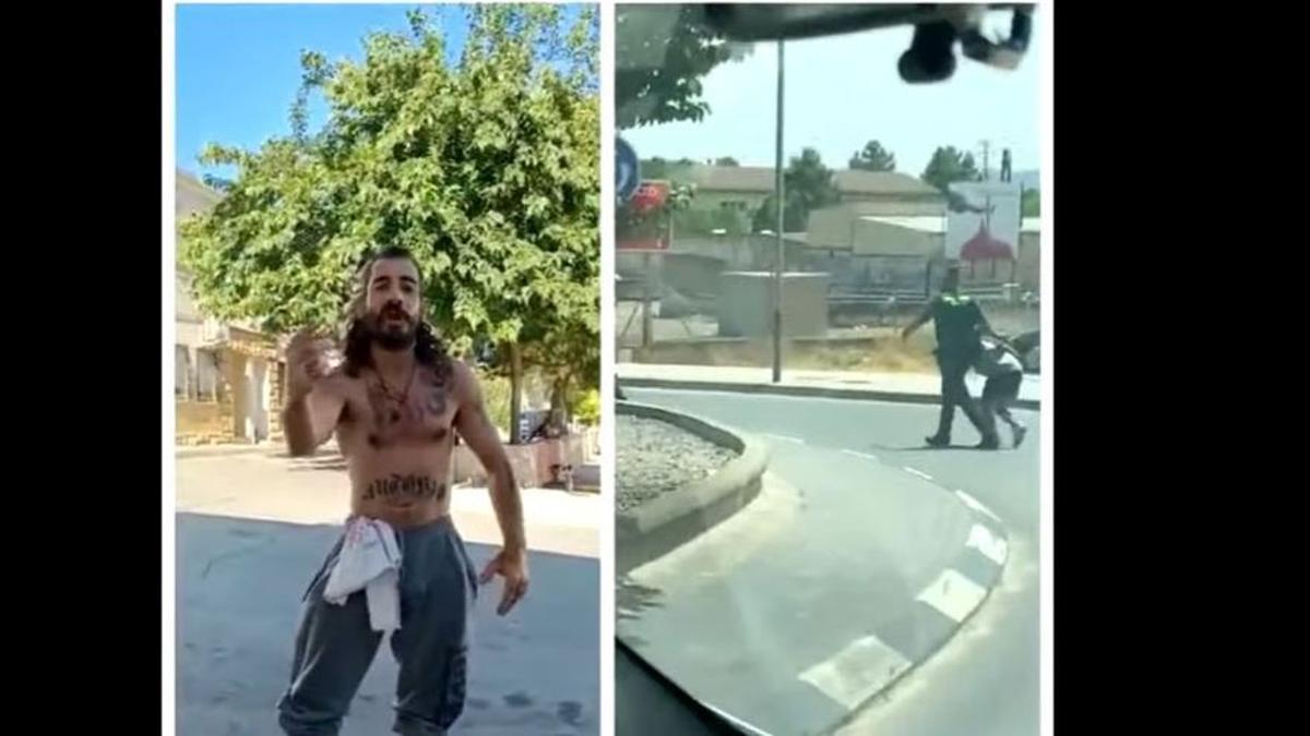 Así es el vídeo del hombre detenido en Villena tras amenazar a la Guardia Civil.