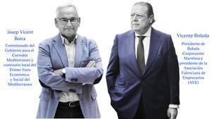 Vicente Boluda, presidente de Boluda Corporación Marítima y de AVE, y Josep Vicent Boira, comisionado del Gobierno para el Corredor Mediterráneo.