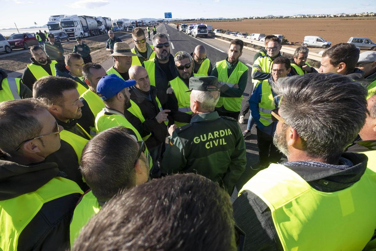 Las protestas, en la AP-7, en Murcia