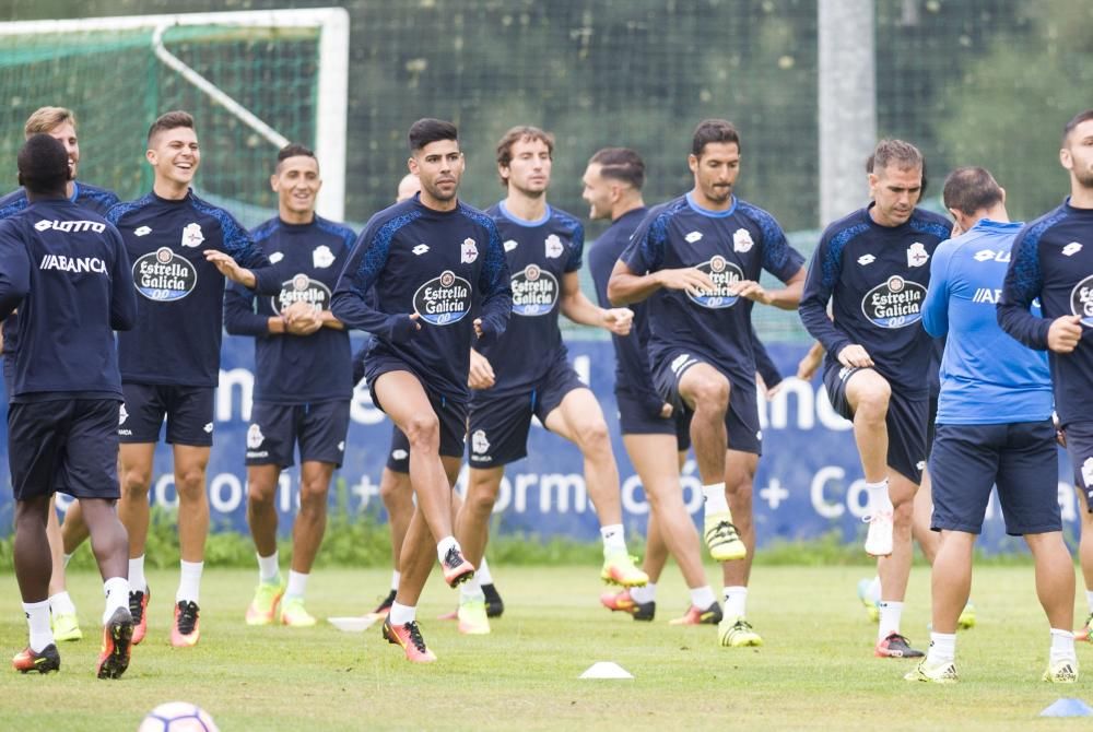 Lucas Pérez, último entrenamiento con el Deportivo