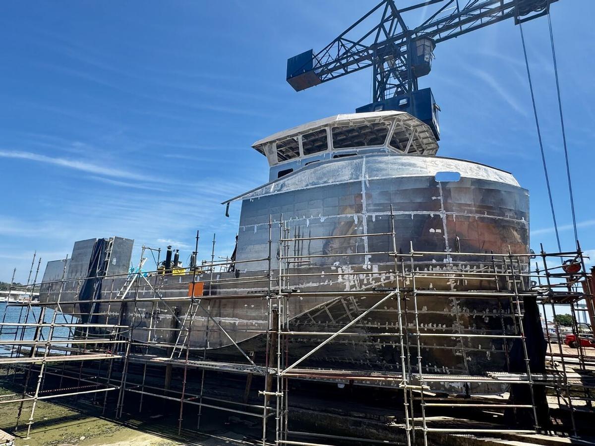 La obra del «Atleta» en Atlanticeagle Shipbuilding, Figueira da Foz.