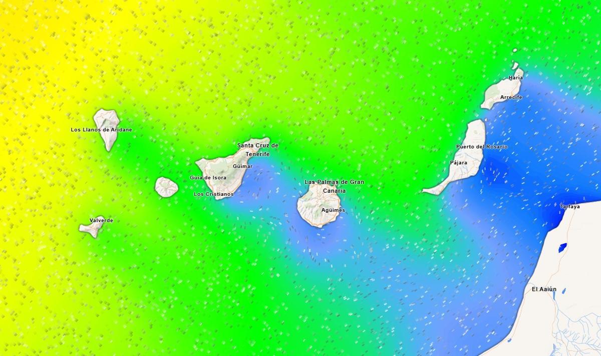 Mapa de oleaje en Canarias durante el miércoles