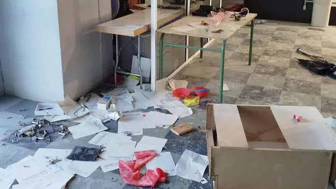 Les imatges de les destrosses a l'interior del pavelló de Sarrià de Ter