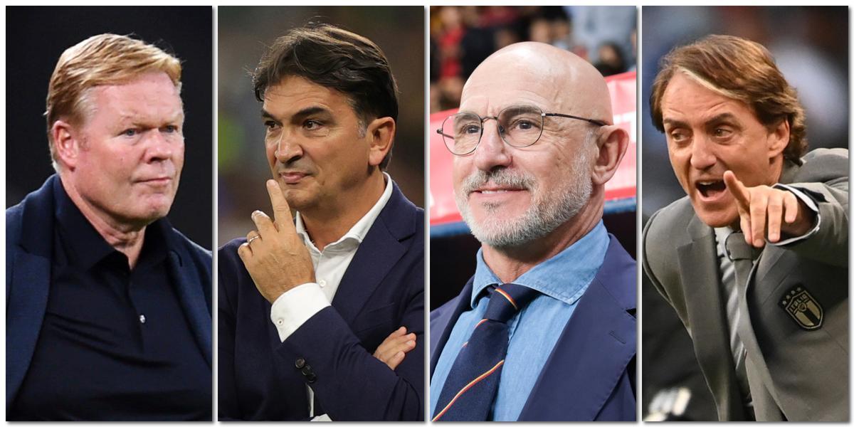 Koeman, Dalic, De la Fuente y Mancini, seleccionadores de Países Bajos, Croacia, España e Italia, respectivamente.