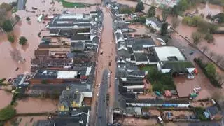Inundaciones en Gales por la tormenta Claudia: las imágenes por dron anticipan el temporal que llegará a la península