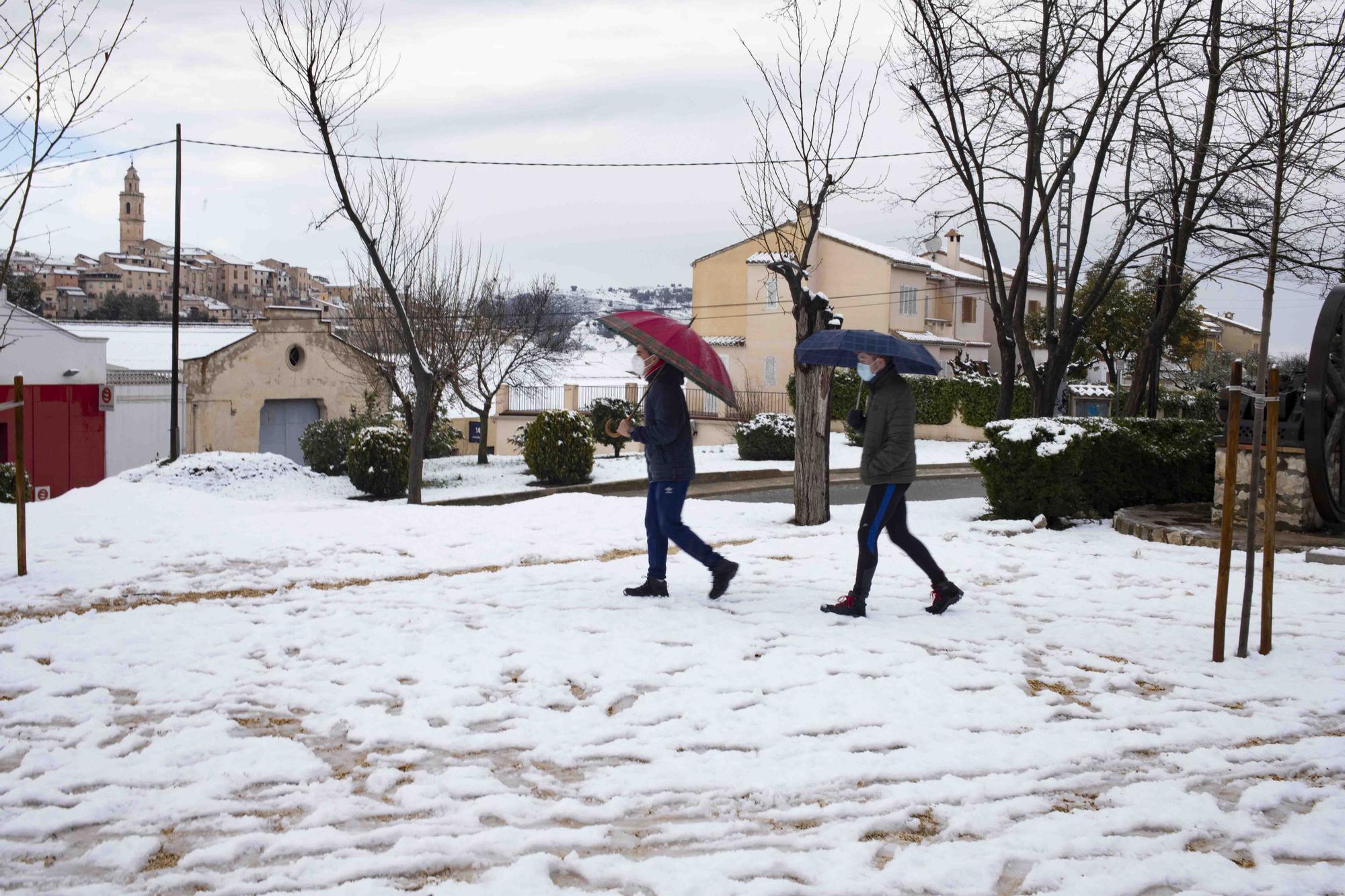 Espectacular nevada en la víspera de Sant Josep en Bocairent