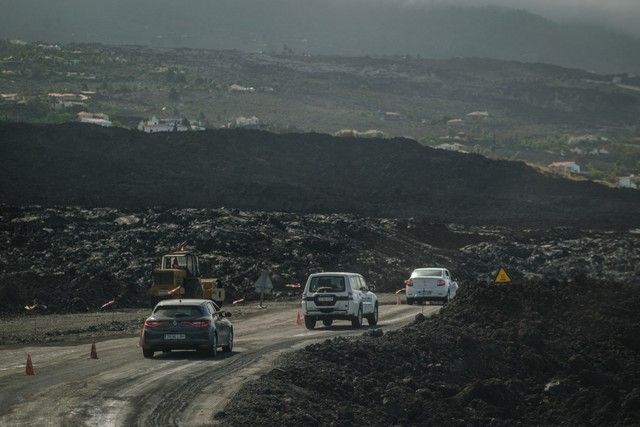 Carreteras por las coladas de lava de La Palma