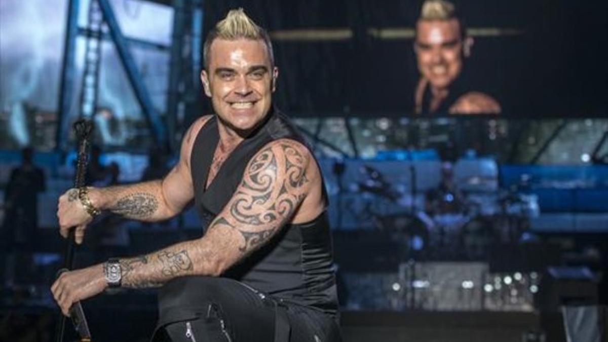 Robbie Williams, durante su actuación, la madrugada del domingo en el Hard Rock Rising.