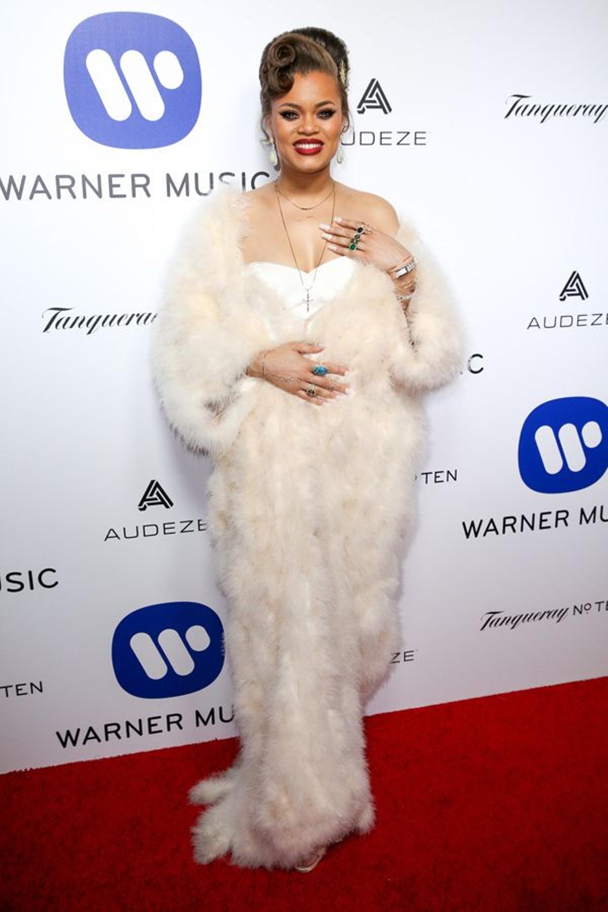 Andra Day en la fiesta de Warner Music Group tras los Grammy