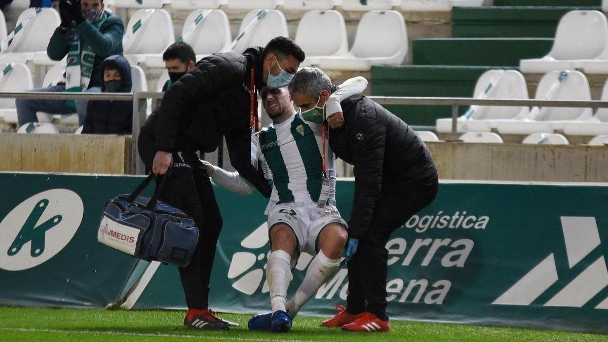 Momento de la lesión de Samu Delgado ante el Getafe.