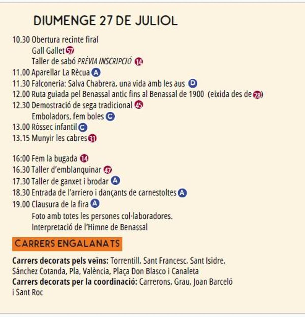 Actividades del domingo.