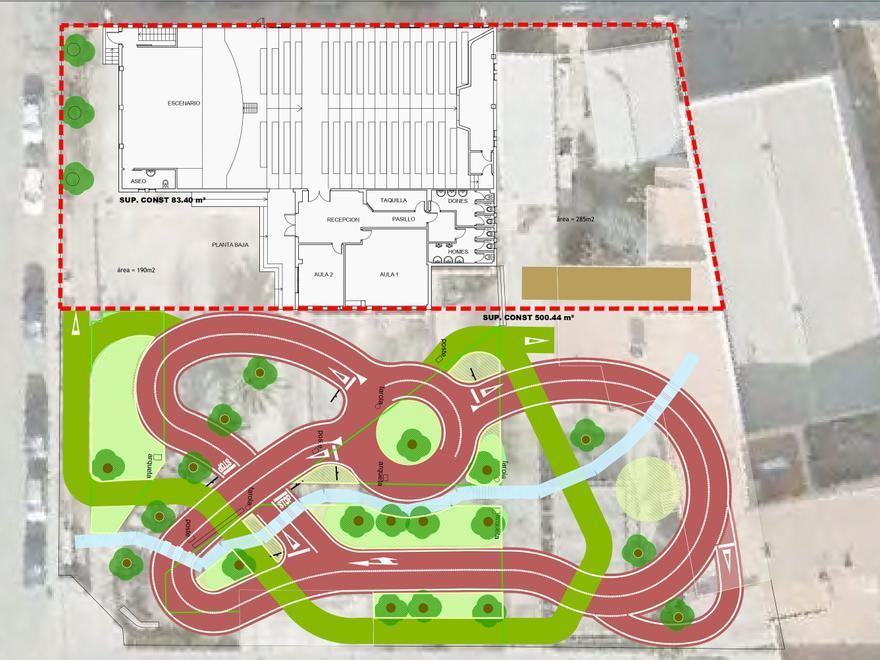 Imagen del plano del Auditorio en el que se plasman las acciones, ampliaciones y áreas que albergará el espacio tras su acondicionamiento.