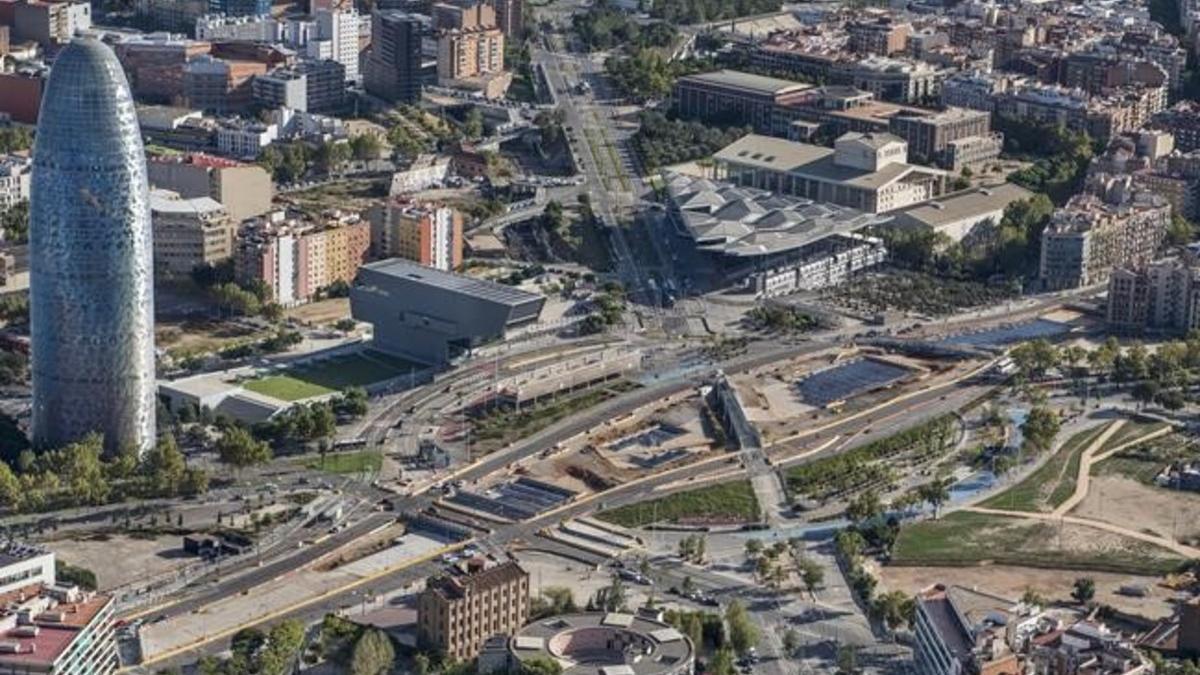 Vista aérea de la plaza de las Glòries.