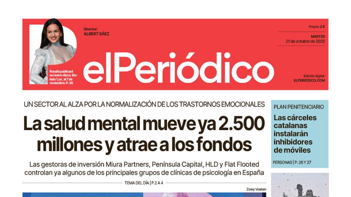 La portada de EL PERIÓDICO del 21 de octubre de 2025