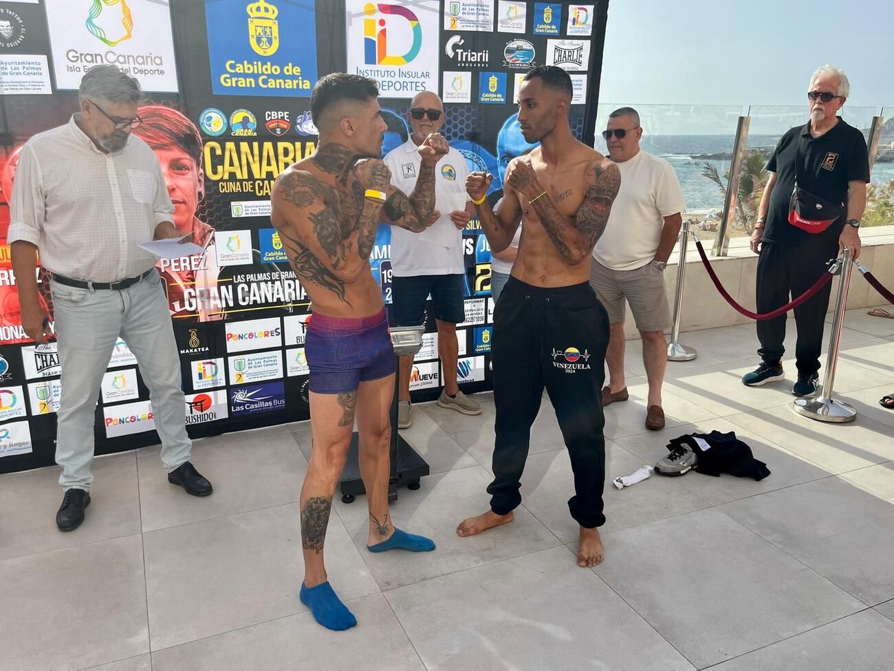 Pesaje de púgiles para la velada de boxeo 'Canarias, Cuna de Campeones'