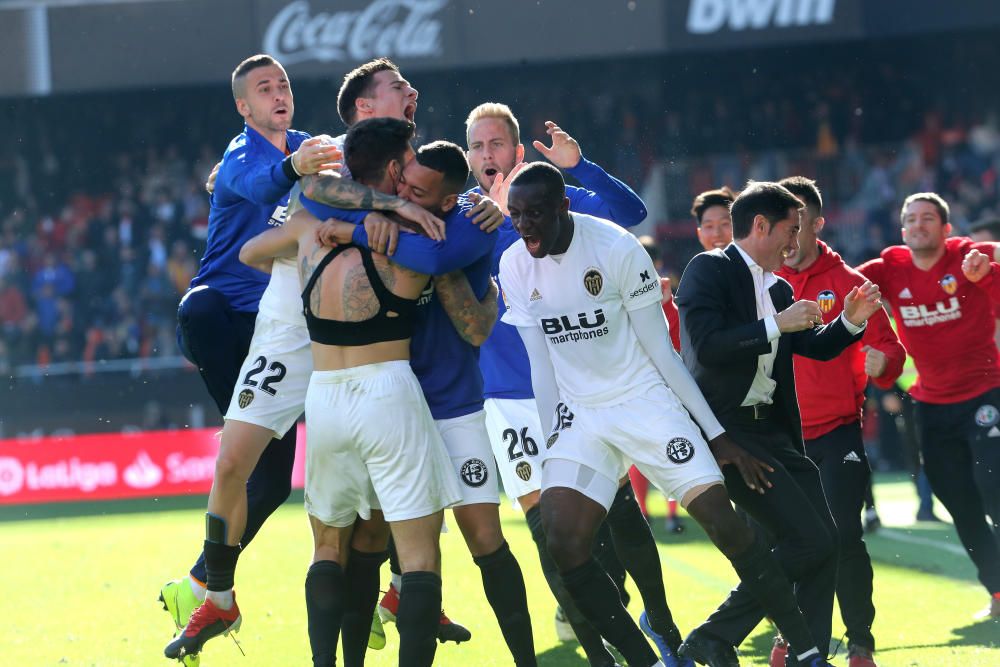 Valencia - Huesca, la celebración del gol de Picci