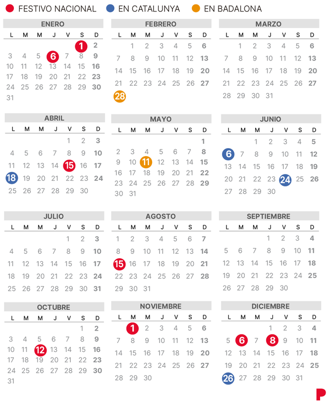 Calendari laboral de Badalona del 2022 (amb tots els dies festius)