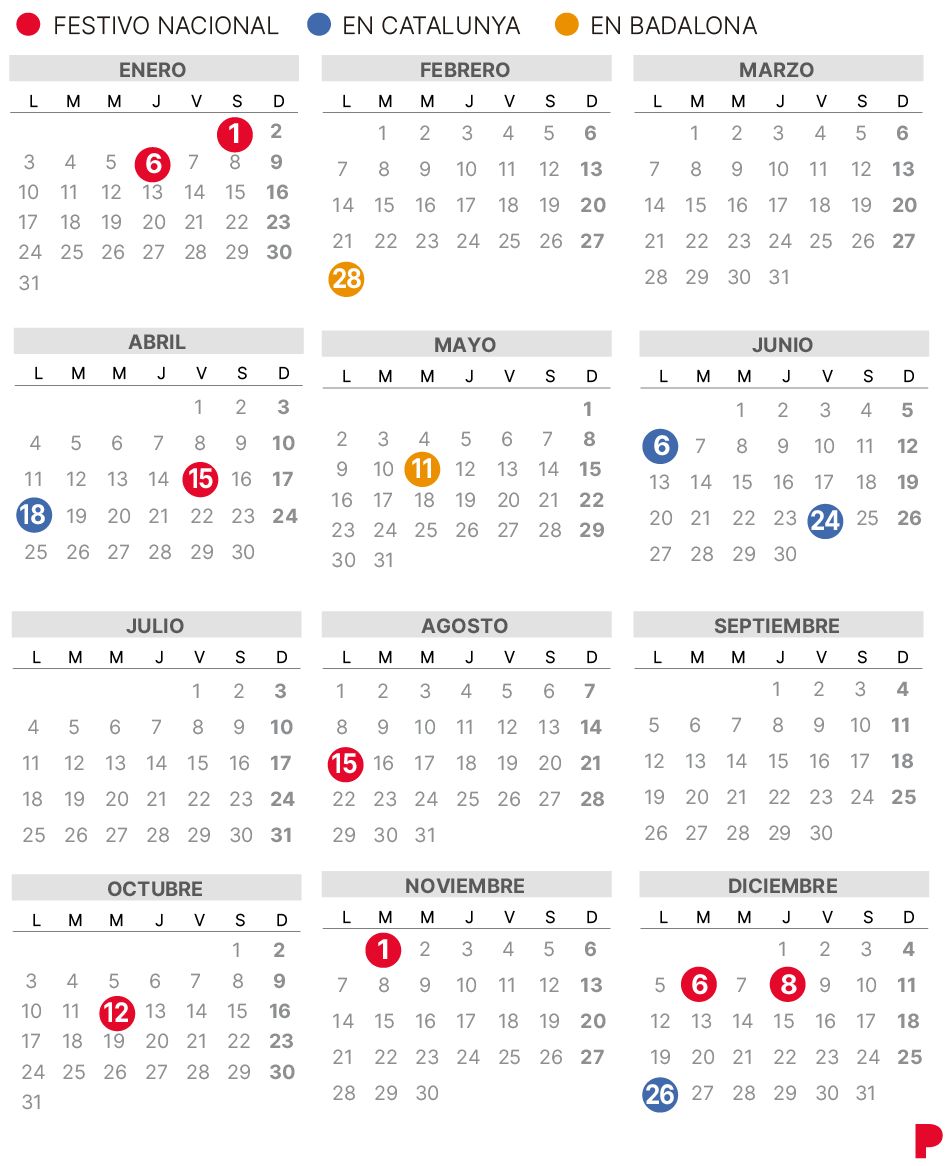 Calendario laboral de Badalona 2022