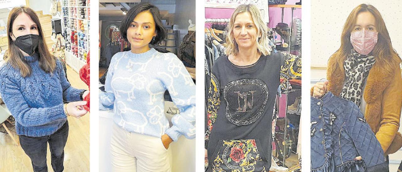 De izquierda a derecha, Arancha Casado, Jesly Flores, Sonsoles Ben Malih y Yolanda Morán, posando en sendas tiendas de moda abiertas recientemente. | I. Collín