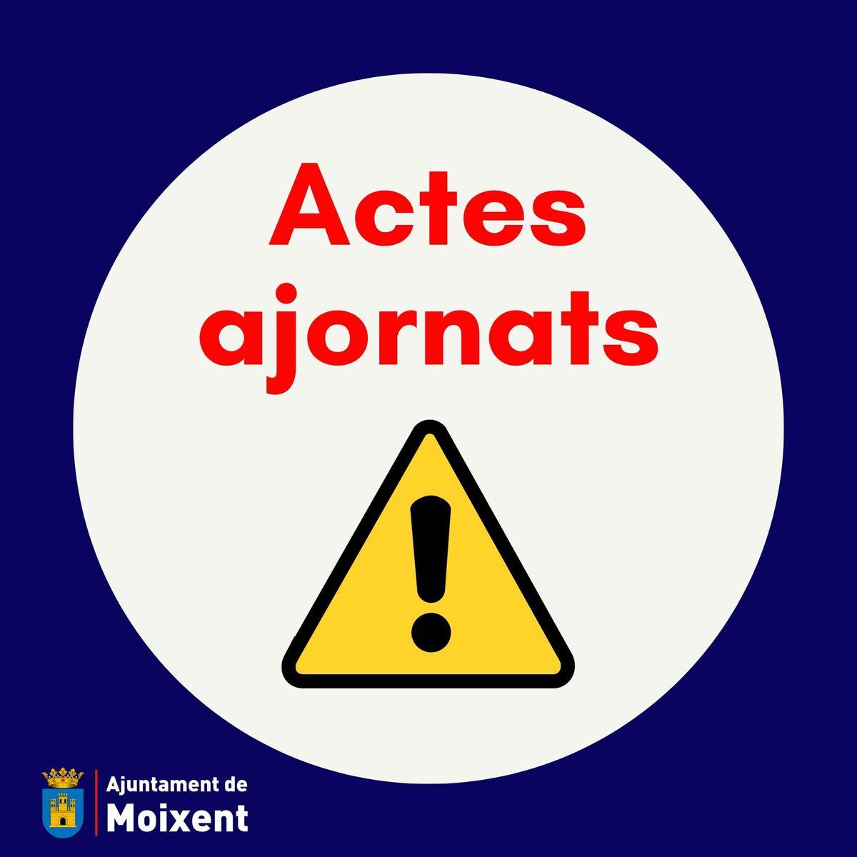 Cartel de aviso del apalzamiento de actos del 9 d'Octubre en Moixent.