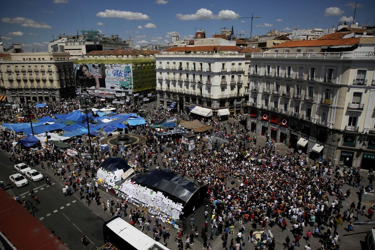 Madrid. 20.05.11. Concentracion de "indignados" del movimiento 15-M en la Puerta del Sol.  FOTO: JOSE LUIS ROCA