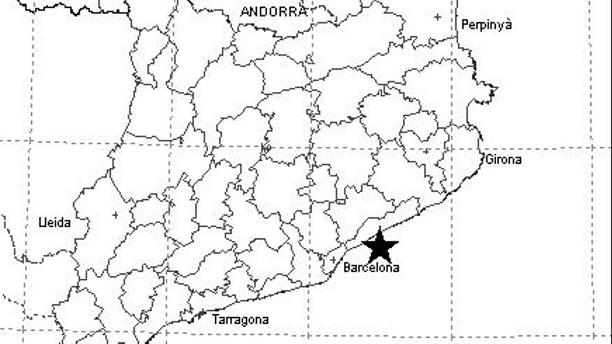 Punto donde se ha detectado un pequeño sismo en el Maresme