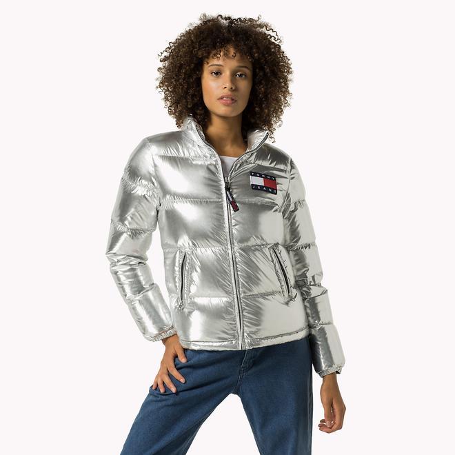 Chaqueta de plumas acolchada plateada, Tommy Hilfiger