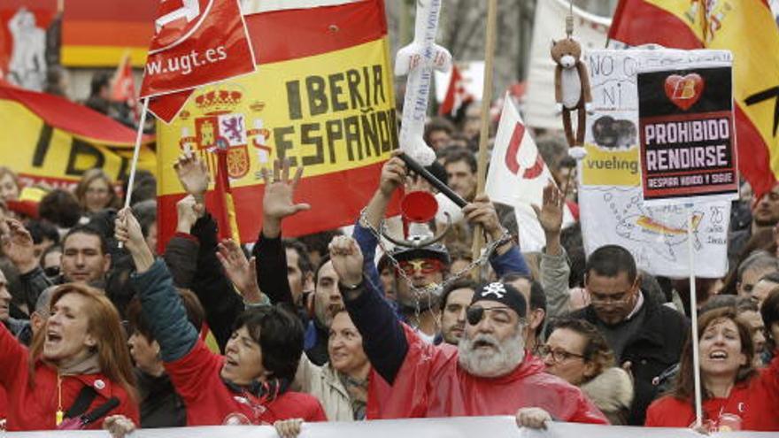 Protestas de los trabajadores de Iberia.