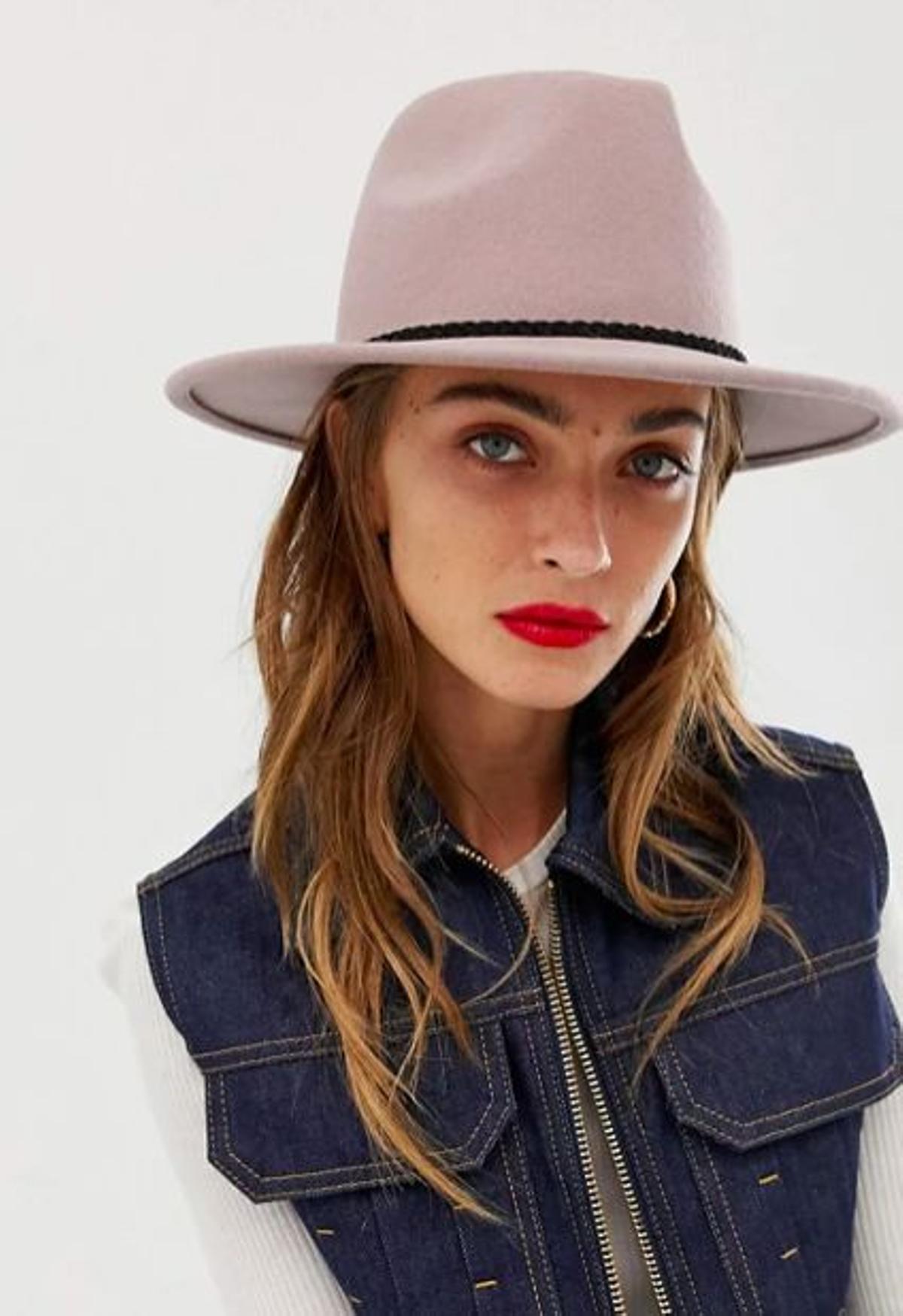 Sombrero fedora de fieltro con ribete trenzado y ajuste de tamaño de ASOS DESIGN