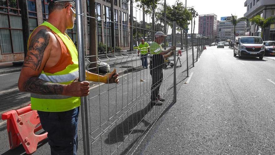 Obras de la MetroGuagua en la calle Venegas