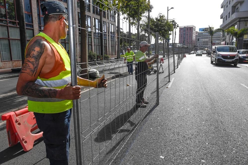 Obras de la MetroGuagua en la calle Venegas