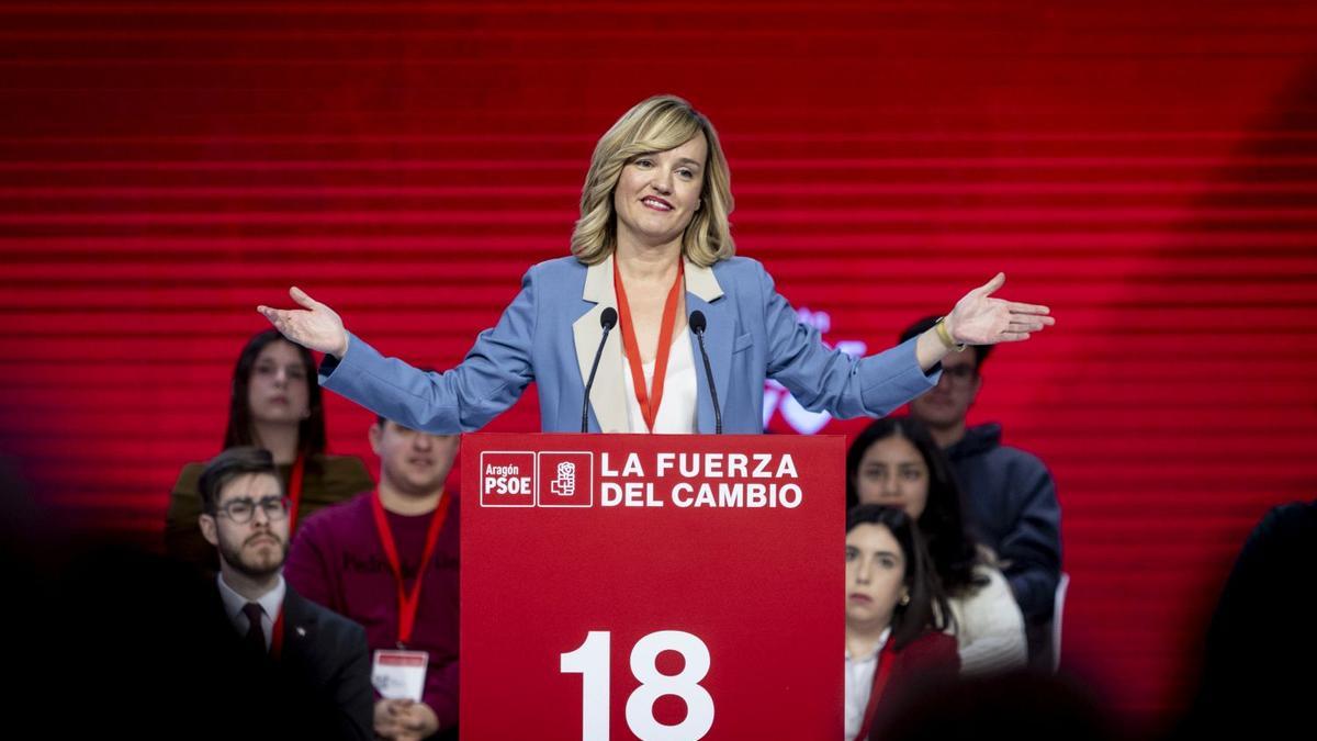 Pilar Alegría, durante el Congreso del PSOE Aragón en el que fue elegida secretaria general.