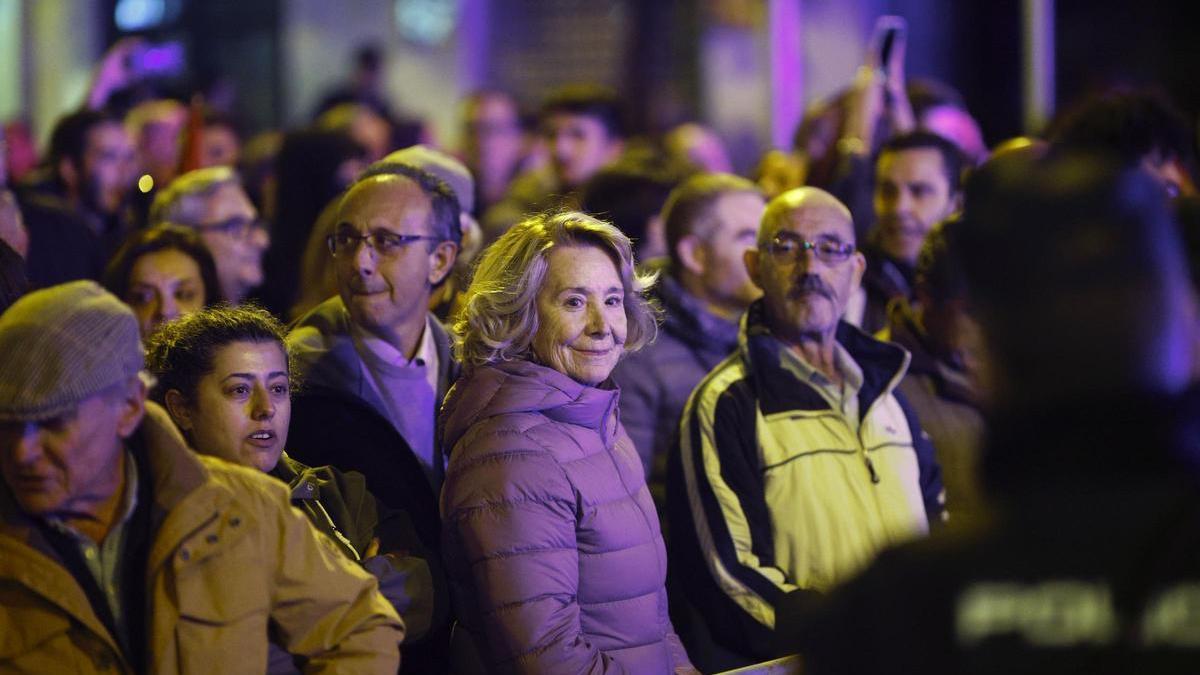 Esperanza Aguirre, el pasado viernes en la protesta contra la amnistía frente a la sede central del PSOE en Madrid.