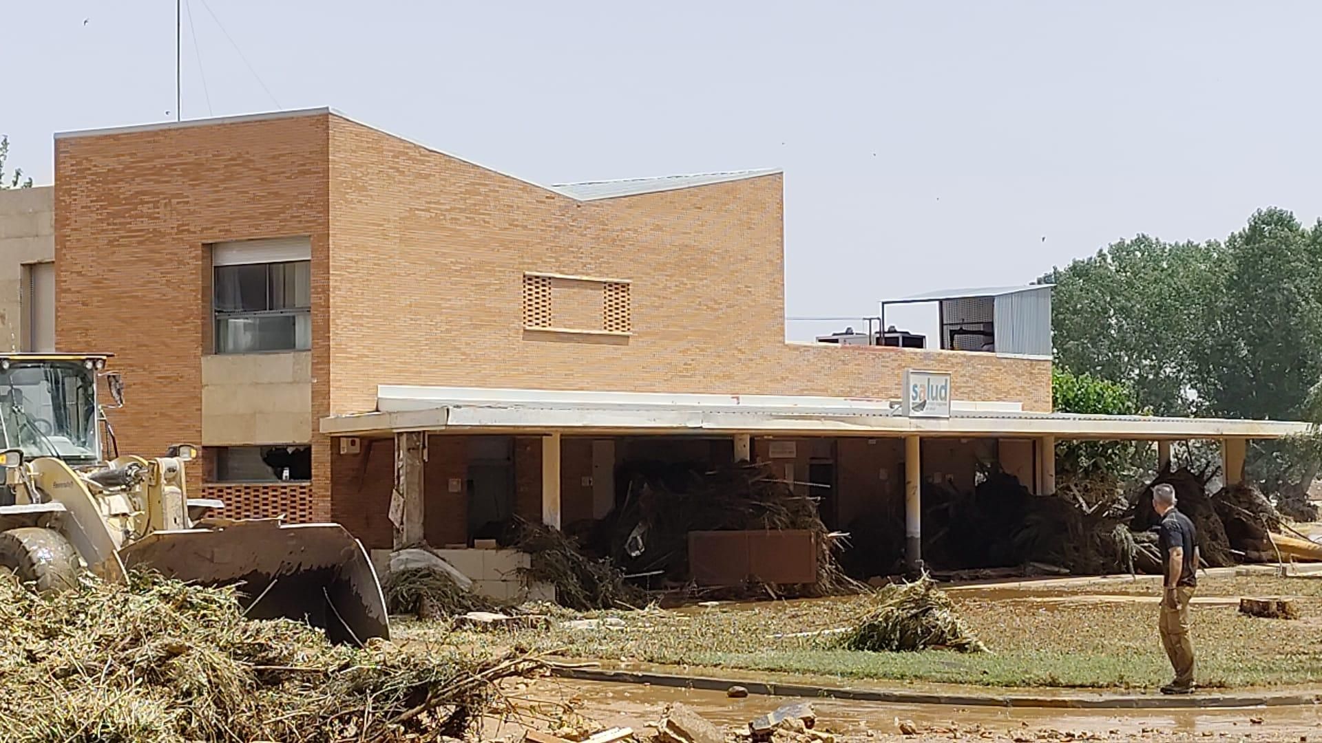 Así ha quedado el centro de salud de Azuara (Zaragoza) tras las lluvias
