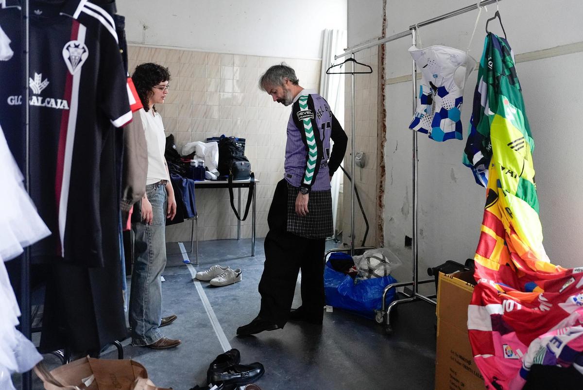 Preparativos de la presentación de las camisetas para la Jornada Retro de LaLiga.