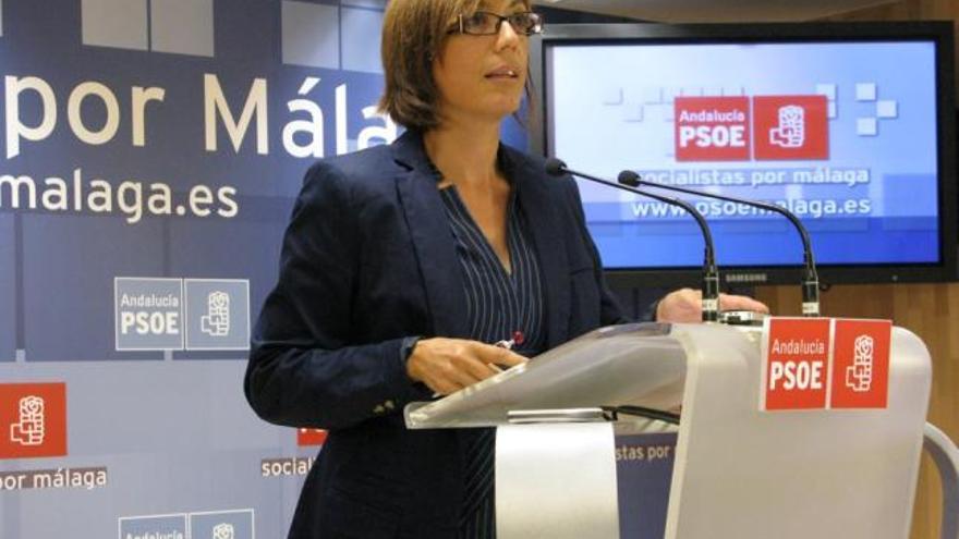 María Gámez, en la rueda de prensa en la que ha informado del cambio en el organigrama del PSOE de Málaga.