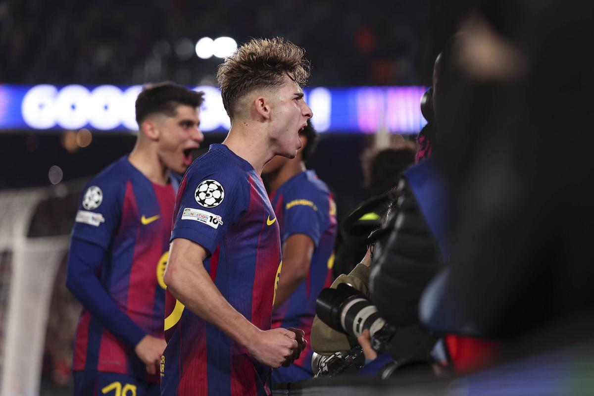 Fermín celebra uno de los goles ante el Newcastle
