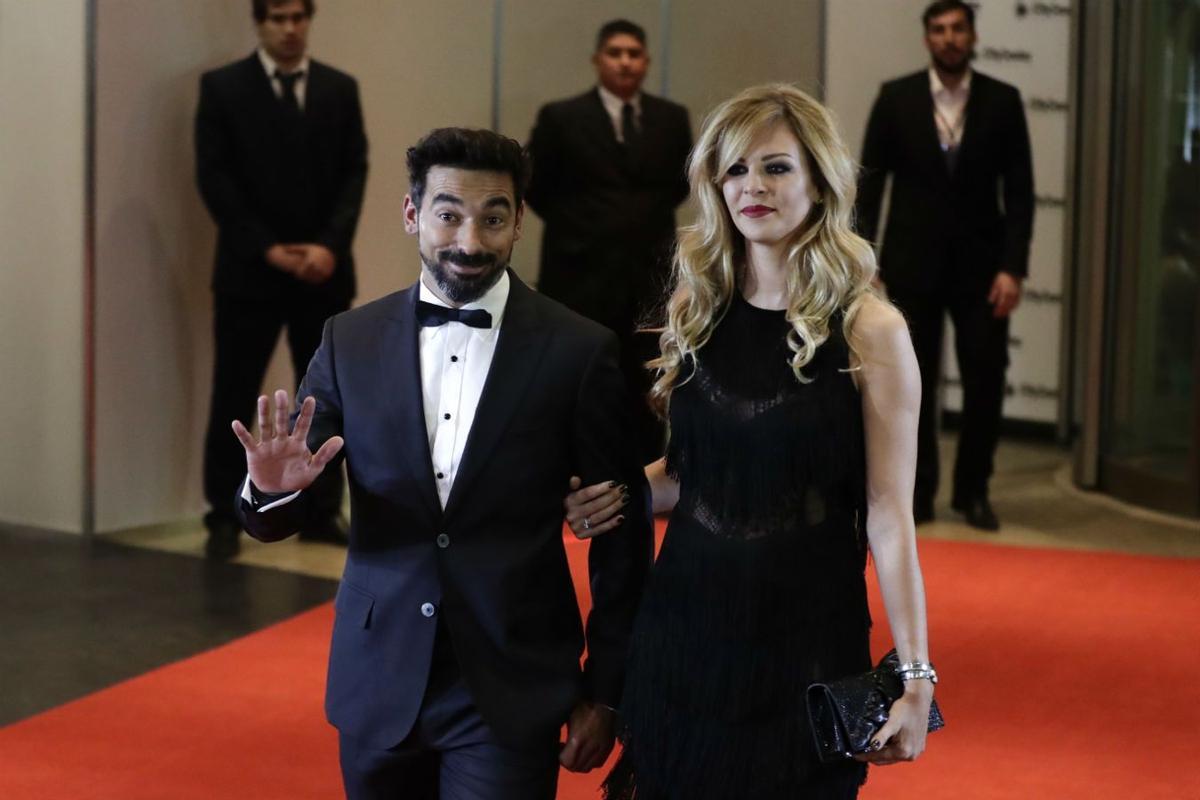 Ezequiel Lavezzi y Yanina Screpante en la boda de Messi y Antonella
