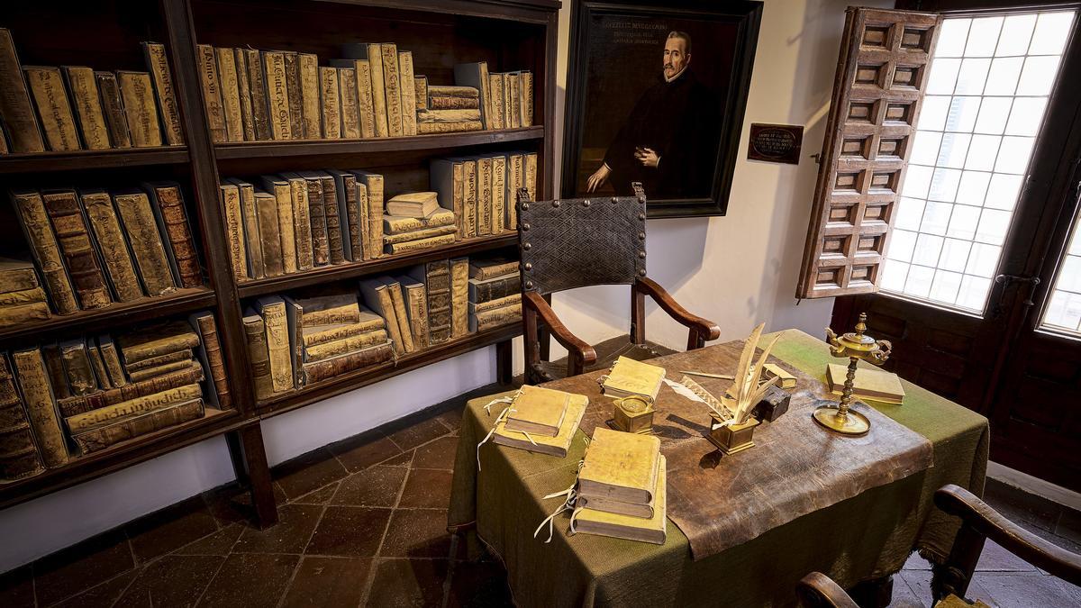 Recreación del estudio de Lope de Vega en su casa museo.