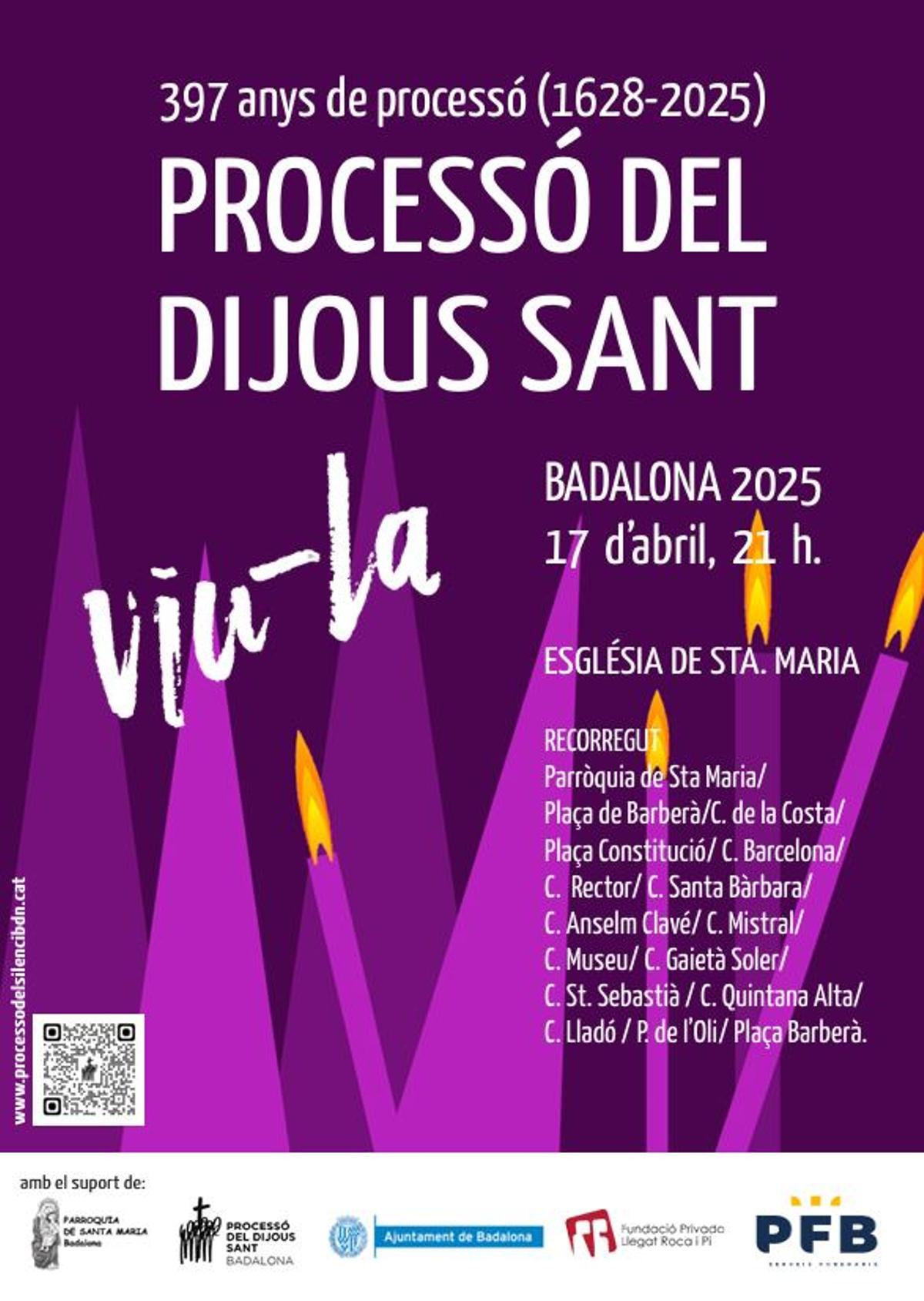 Cartel de la Processó del Silenci de la Semana Santa de Badalona 2025
