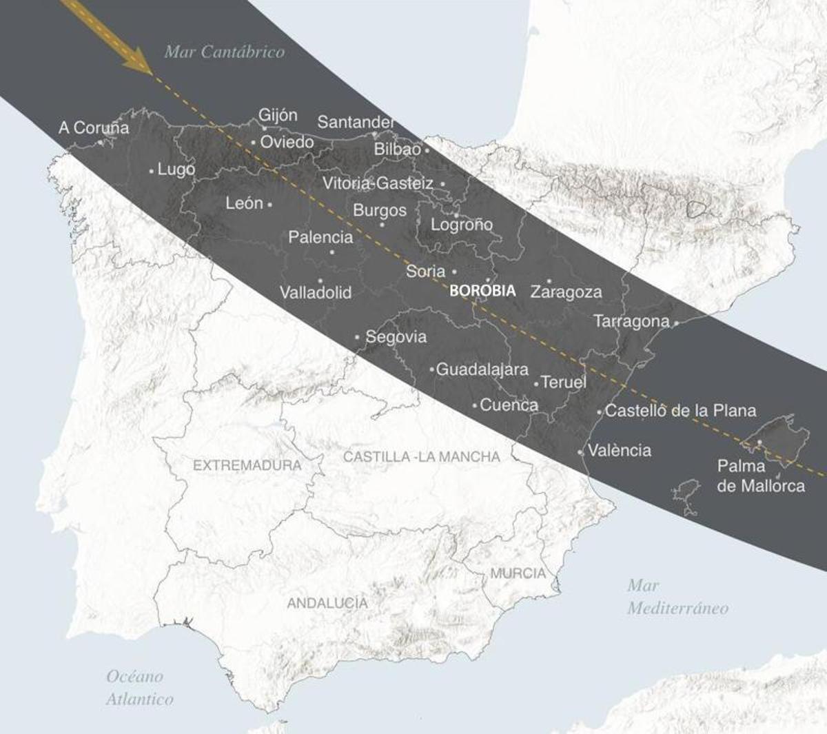 Trayectoria que seguirá el eclipse.