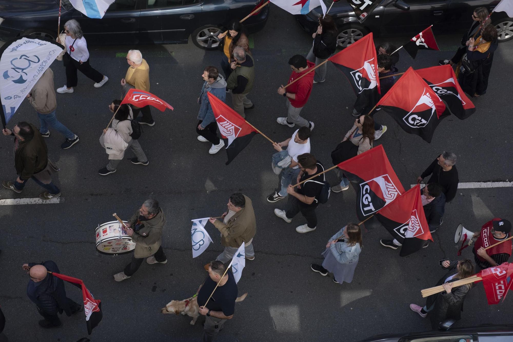 Manifestación de trabajadores del sector de la banca en A Coruña