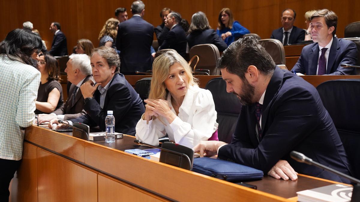 Los vicepresidentes Mar Vaquero y Alejandro Nolasco, en un pleno de las Cortes.
