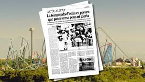 En primer pla, la notícia original publicada a lEMPORDÀ. De fons, PortAventura.