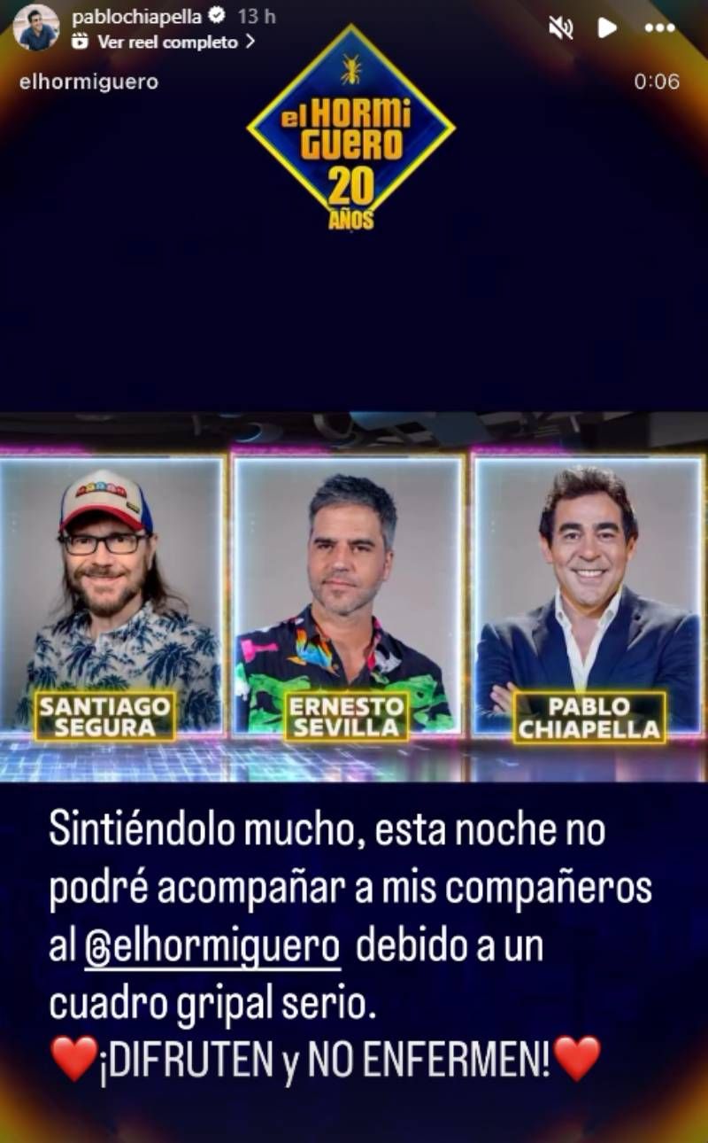 Los motivos de Pablo Chiapella para no ir a El Hormiguero