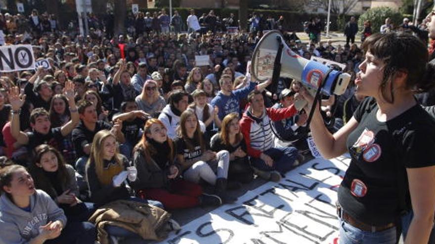 Protesta de estudiantes en Valencia.