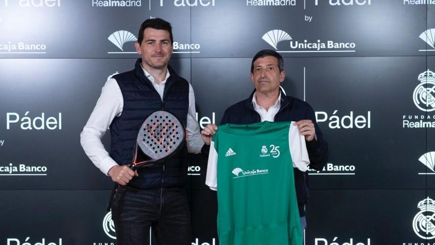 Iker Casillas y Mario Fernández, en la presentación del torneo solidario de pádel del Real Madrid.